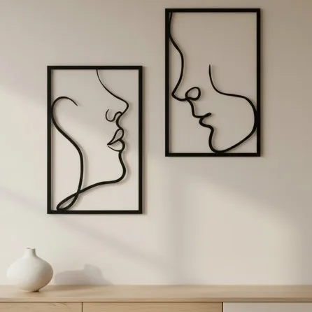 Minimalist Faces Line Art Wall Decor, 2 Panels