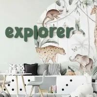 Houten woord „Explorer” van berkenmultiplex – decoratieve letters