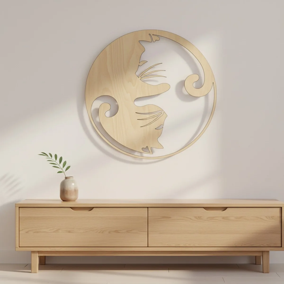 Chats Yin Yang — décoration murale ronde
