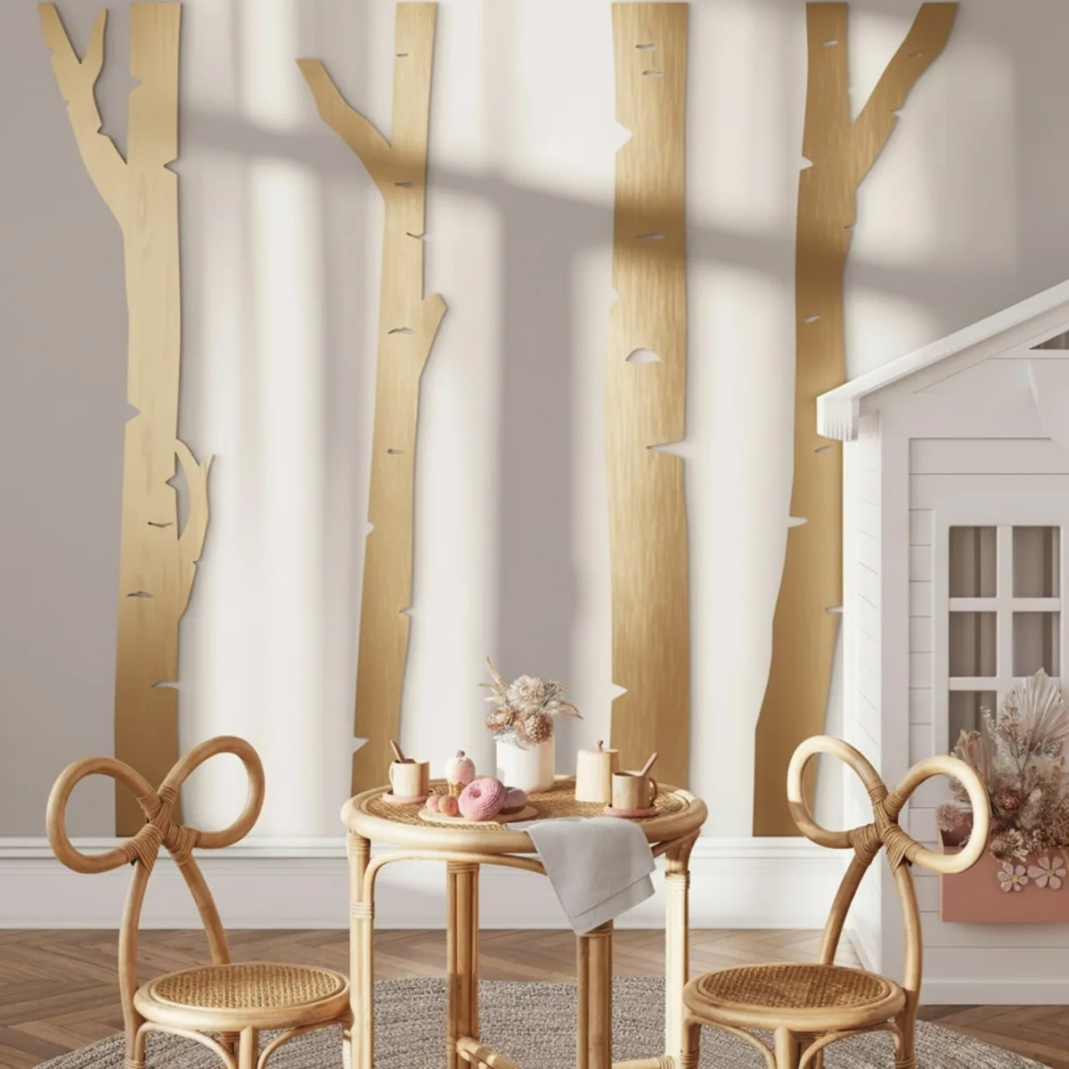 Birch Tree Forest Wall Decor – 4 Birch Trunks, Birch Plywood