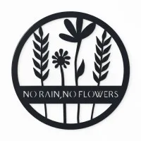 Déco murale en contreplaqué – No Rain No Flowers, ronde