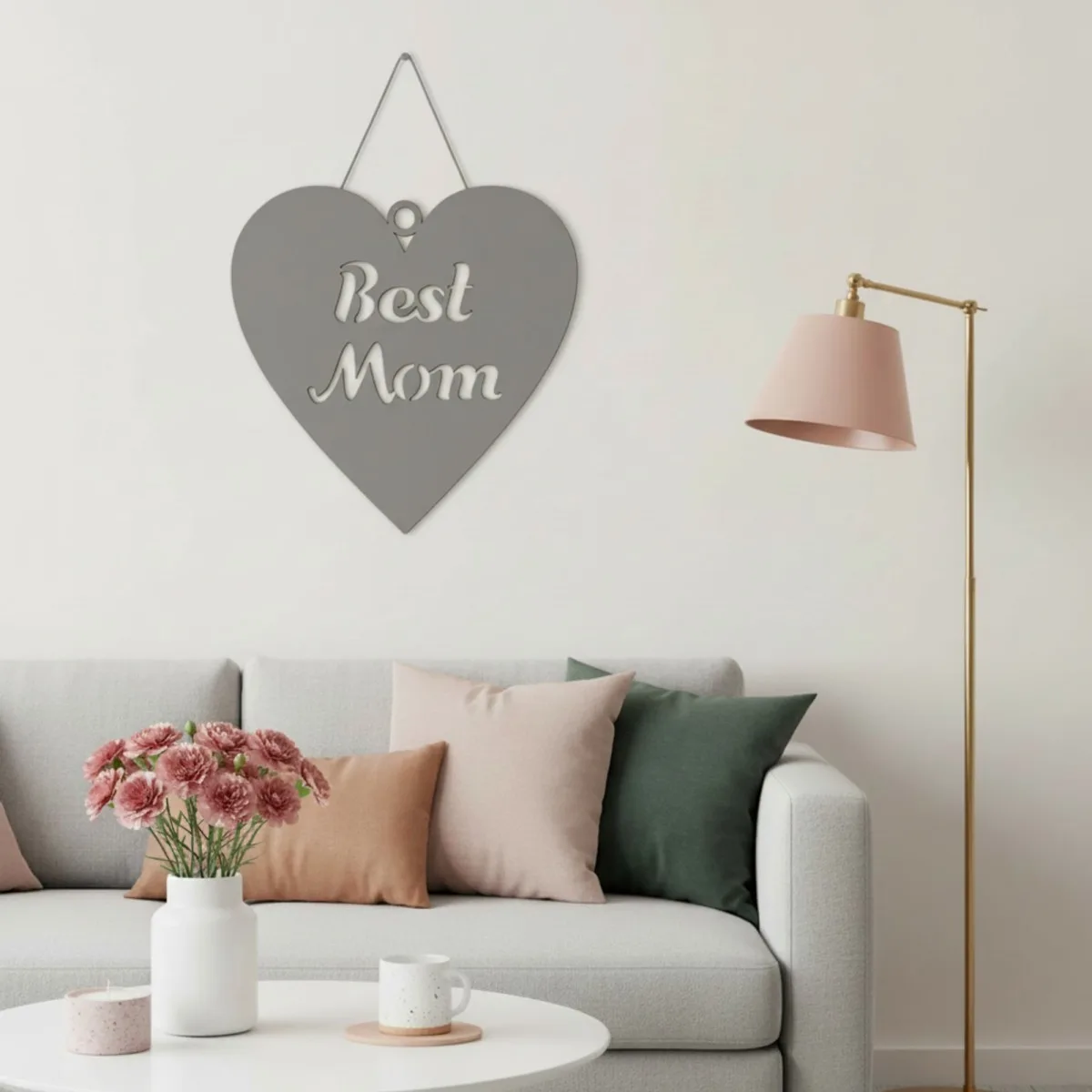 Déco murale en contreplaqué « Best Mom » en forme de cœur