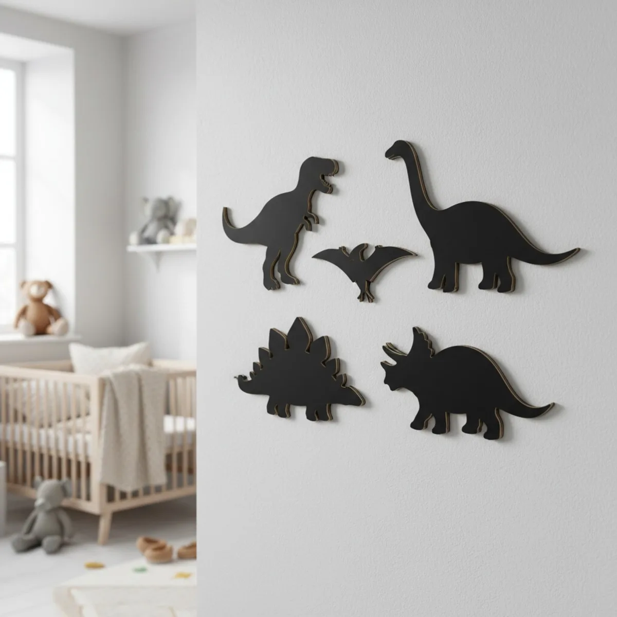Birch plywood decoration dinosaur set 5 pieces