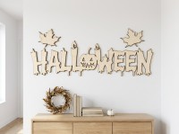 Halloween Wall Sign – Dripping HALLOWEEN Letters with Pumpkin and Candles