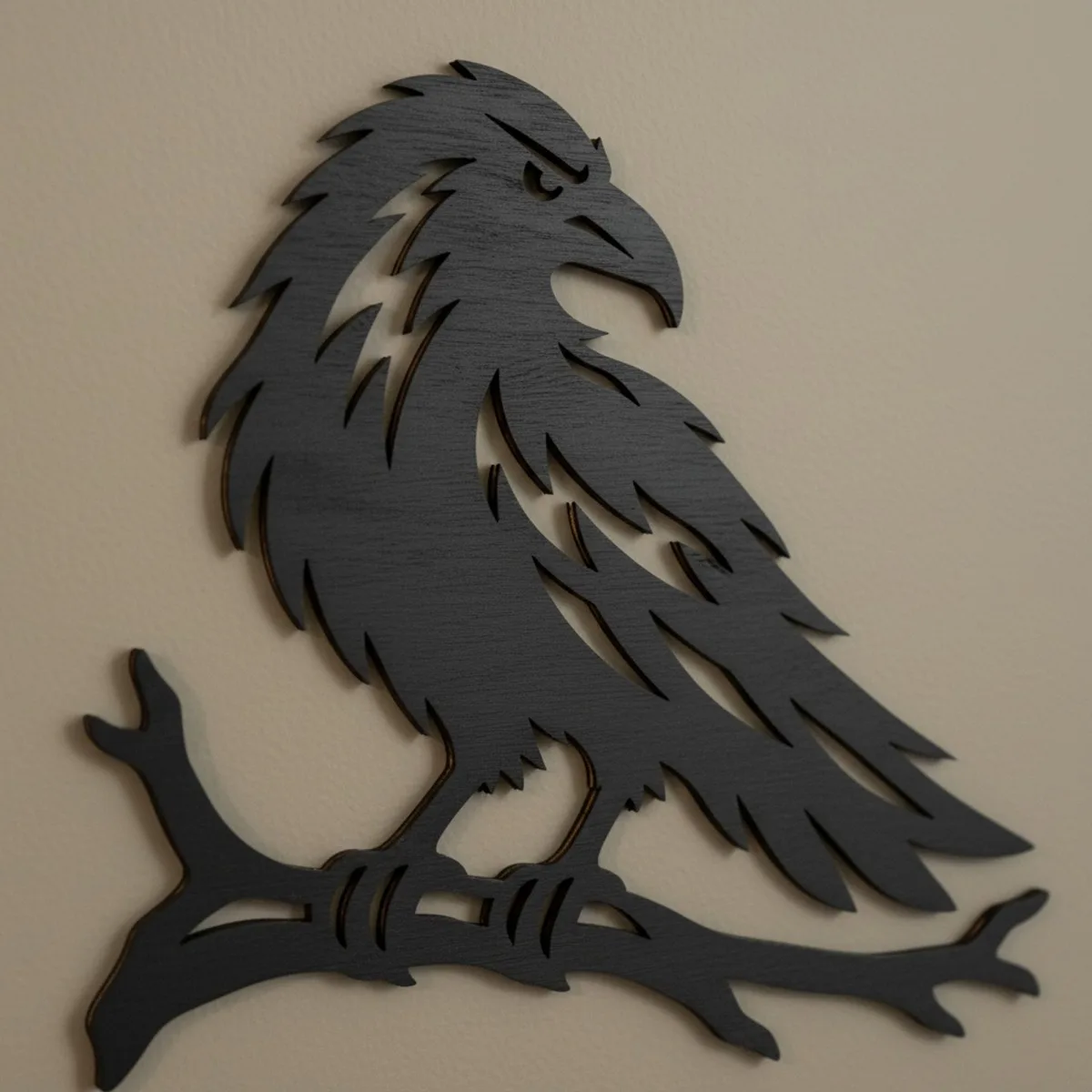 Décoration murale corbeau – Silhouette corneille Halloween sur branche – Bouleau