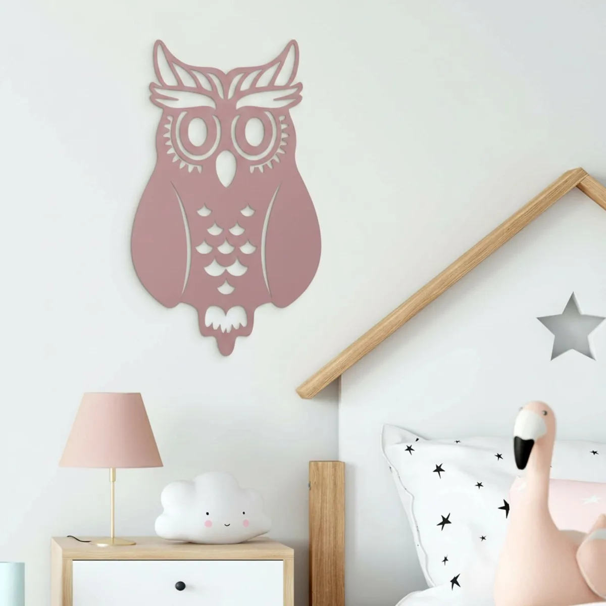 Décoration murale chouette en contreplaqué de bouleau – découpe ajourée