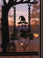 Ghost on Swing Wall Art – Halloween Ghost Reading Book on a Swing – Birch Plywood