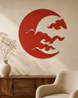 Crescent Moon with Clouds Wall Art
