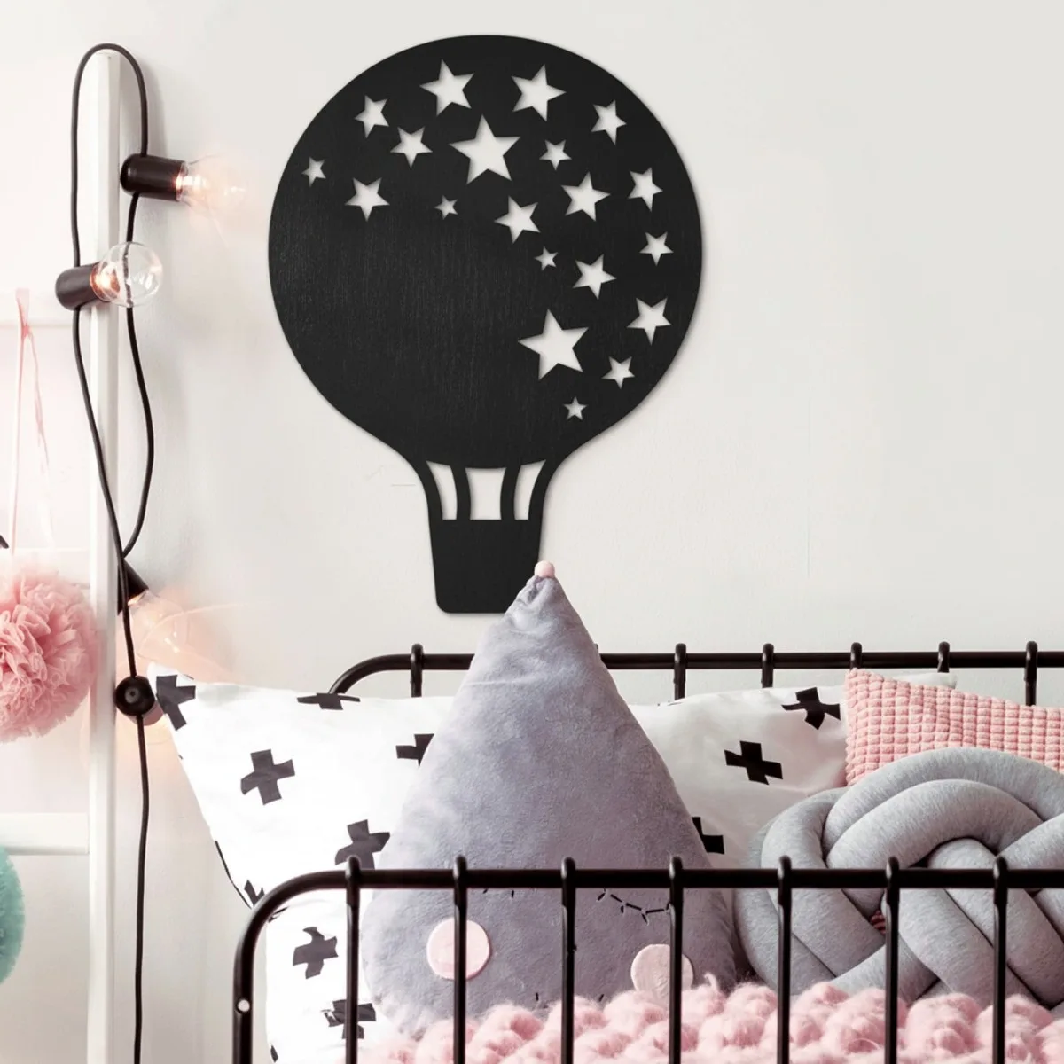 Multiplex wanddecoratie – Heteluchtballon met sterren