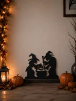 Wooden Panel Witches at Cauldron