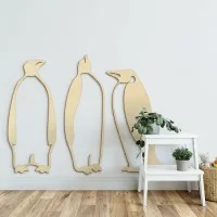 Décoration en bois - Pingouin (3 pièces) - Contreplaqué de bouleau