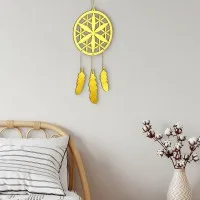 Déco murale en contreplaqué – Attrape-rêves avec une fleur (4 pièces)