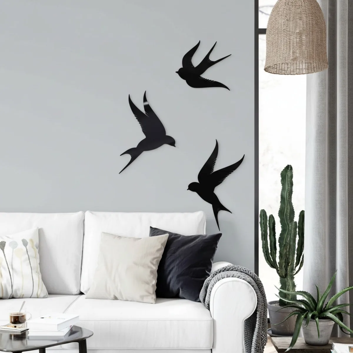 Déco murale en bois – Trio d'oiseaux – Contreplaqué de bouleau (3 pièces)