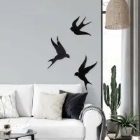Déco murale en bois – Trio d'oiseaux – Contreplaqué de bouleau (3 pièces)