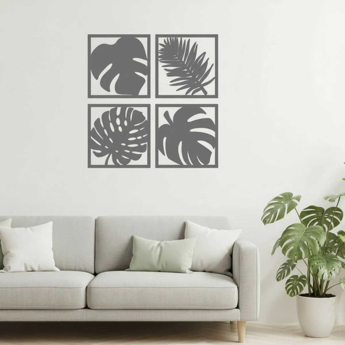 Déco murale Feuilles tropicales – Set de 4 – Bouleau