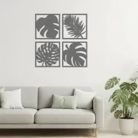 Déco murale Feuilles tropicales – Set de 4 – Bouleau
