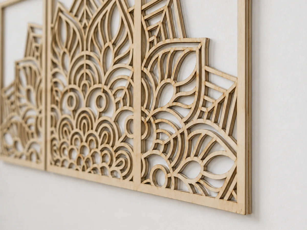 Plywood Mandala Triptych Panel