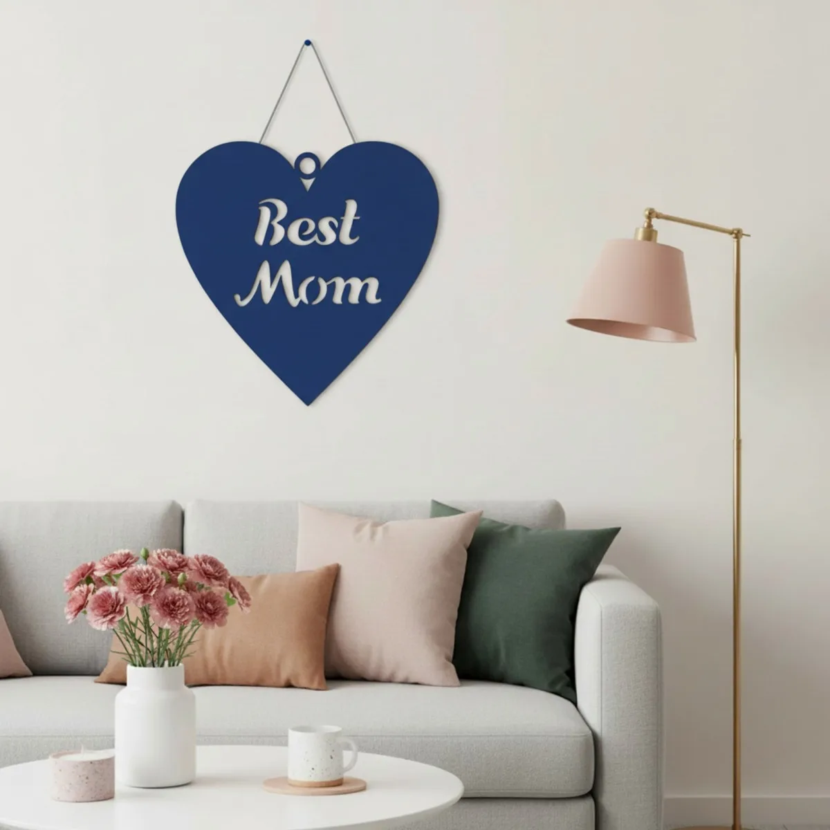 Déco murale en contreplaqué « Best Mom » en forme de cœur