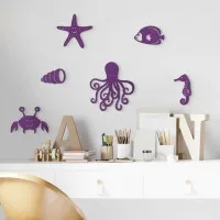 Wooden Marine Animal Decor (6 pieces) - Birch Plywood - 50x30 cm