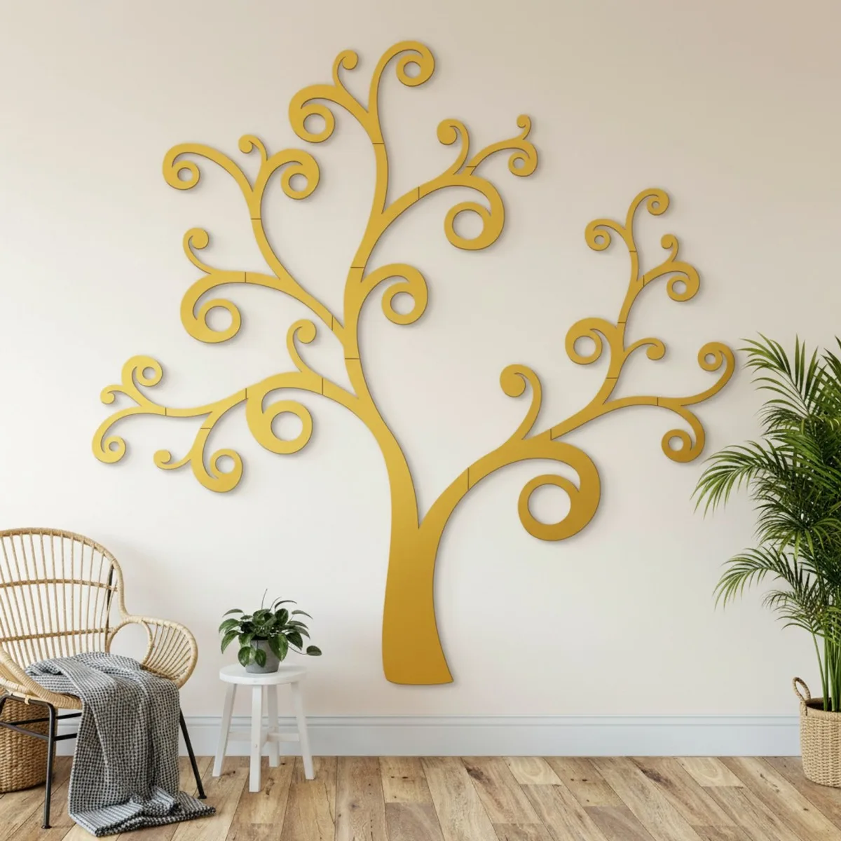 Déco murale en contreplaqué – Arbre courbé (20 parties)
