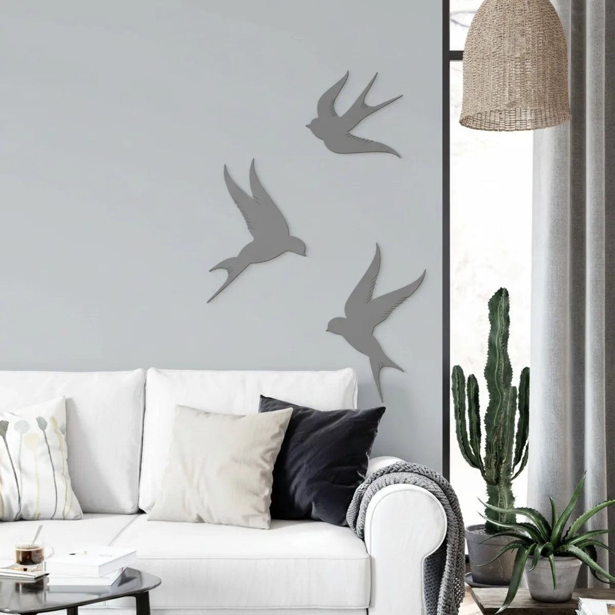 Déco murale en bois – Trio d'oiseaux – Contreplaqué de bouleau (3 pièces)