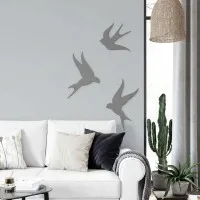 Déco murale en bois – Trio d'oiseaux – Contreplaqué de bouleau (3 pièces)
