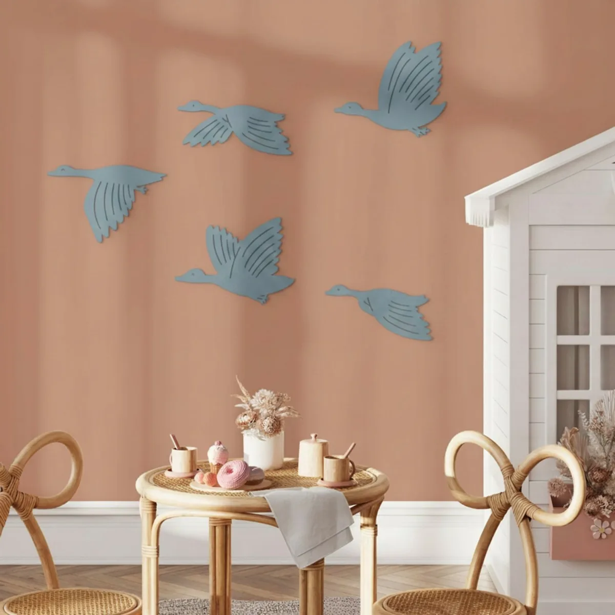 Décoration murale en contreplaqué de bouleau – Oies volantes, set de 5 pièces 88x60 cm