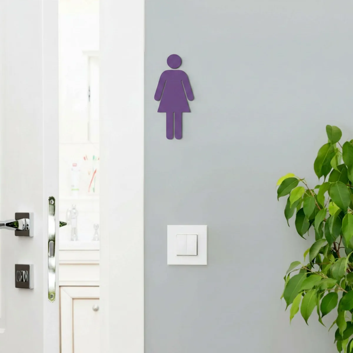 Birch Plywood Restroom Sign — WC Pictogram