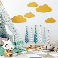 Wanddeko Wolken-Set (5-teilig) – Birken-Sperrholz