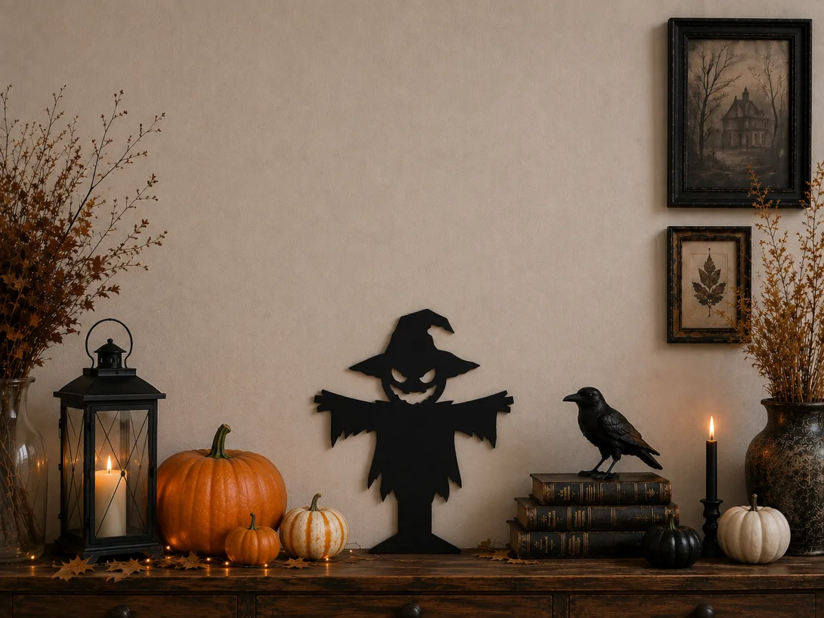 Halloween-Tischdekoration: Vogelscheuche