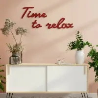 Holzschriftzug „Time to relax“ aus Birken-Sperrholz