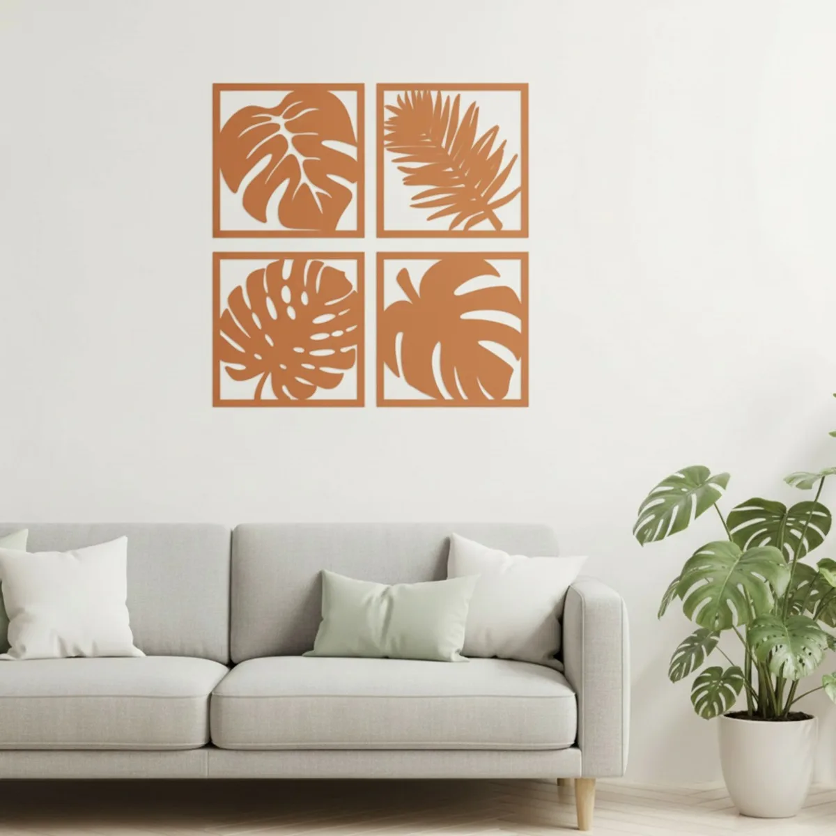 Déco murale Feuilles tropicales – Set de 4 – Bouleau