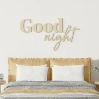 Good Night wanddecoratie van berken multiplex