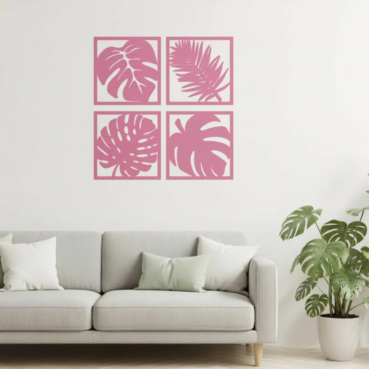 Déco murale Feuilles tropicales – Set de 4 – Bouleau