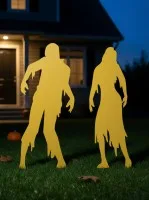 Couple de zombies Halloween pour jardin – Ensemble de 2 silhouettes en bois