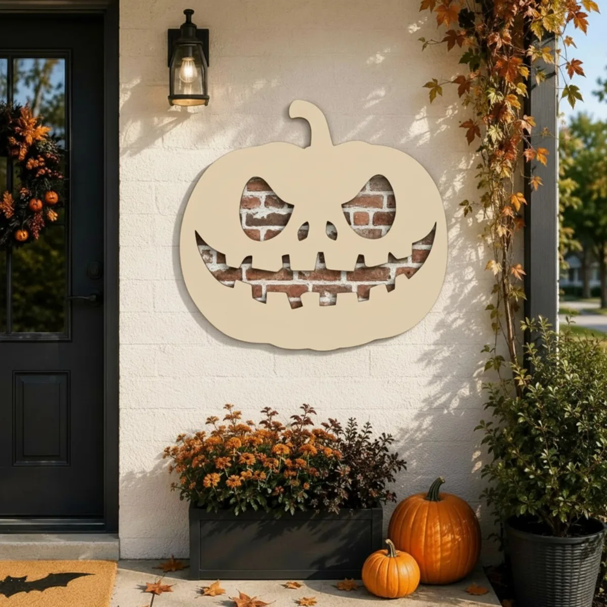 Halloween Kürbis Wandbild – Gruselige Jack-o'-Lantern Silhouette
