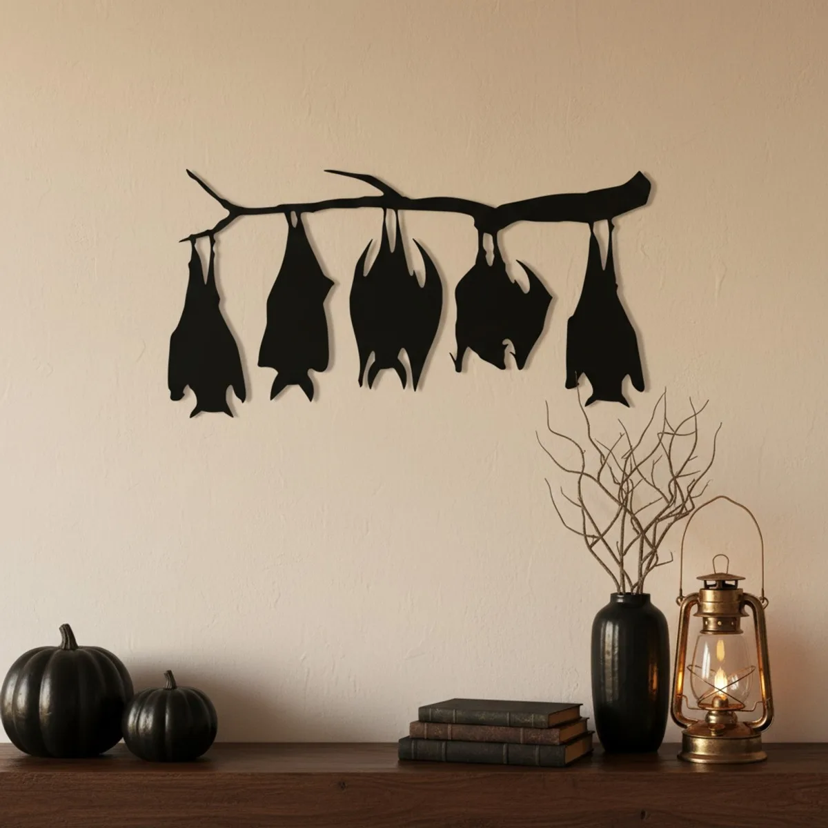 Bats on Branch Wall Art – Halloween Bat Colony Silhouette – Birch Plywood