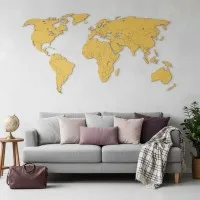 Plywood World Map Wall Decor