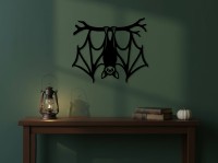 Cute Hanging Bat Wall Decor – Cartoon Bat on Branch Silhouette – Birch Plywood