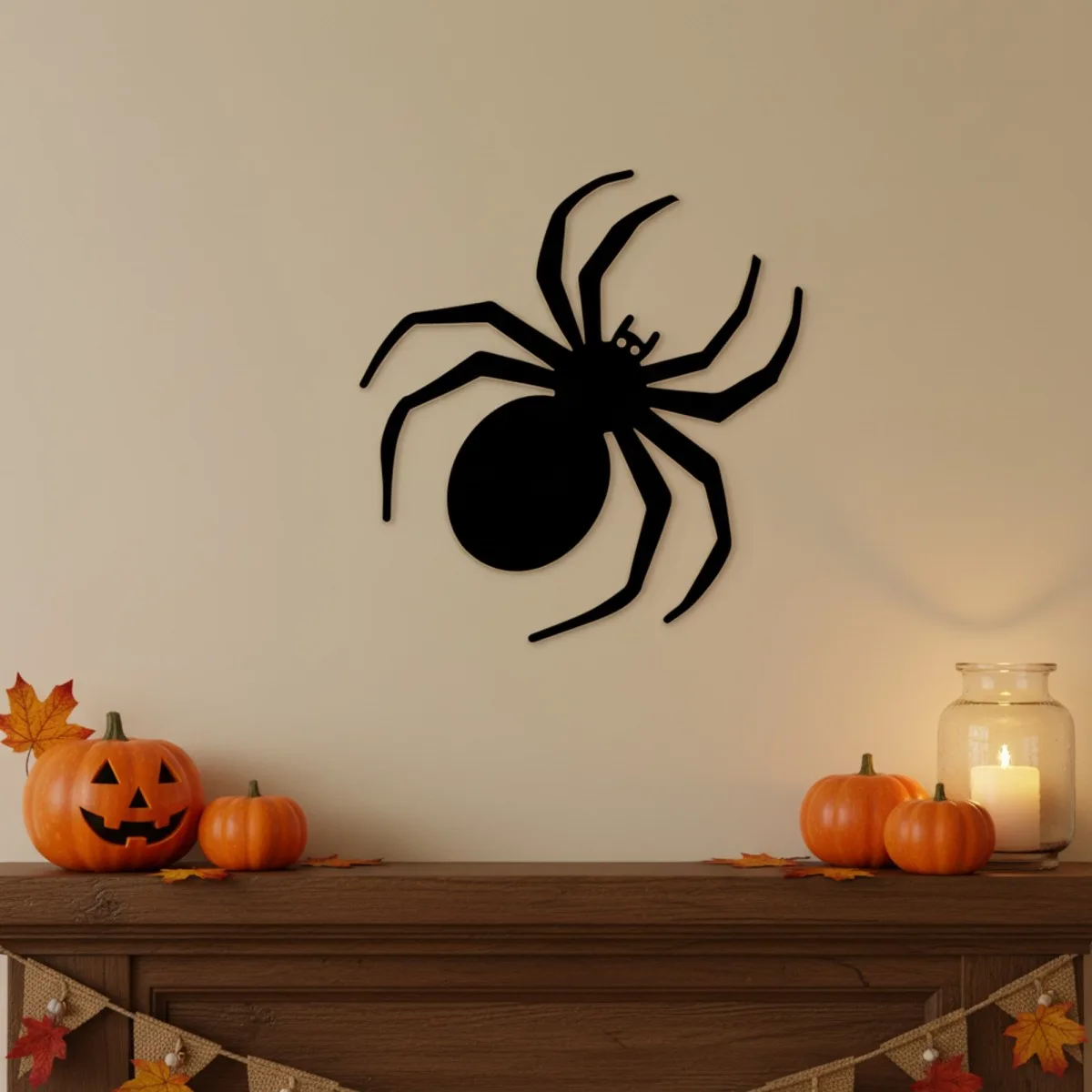 Black Spider Wall Decor – Halloween Silhouette – Birch Plywood