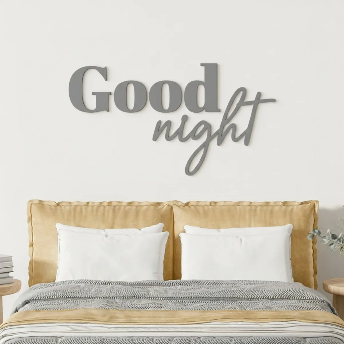 Good Night wanddecoratie van berken multiplex