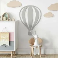 Wanddekoration aus Birkenfurnier - Heißluftballon mit vertikalen Linien