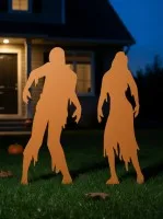Couple de zombies Halloween pour jardin – Ensemble de 2 silhouettes en bois