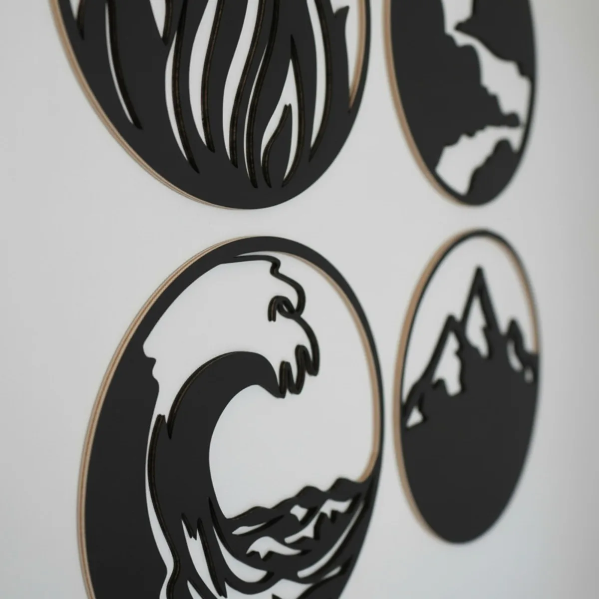 Four Elements Wall Art Set — Fire, Air, Water, Earth