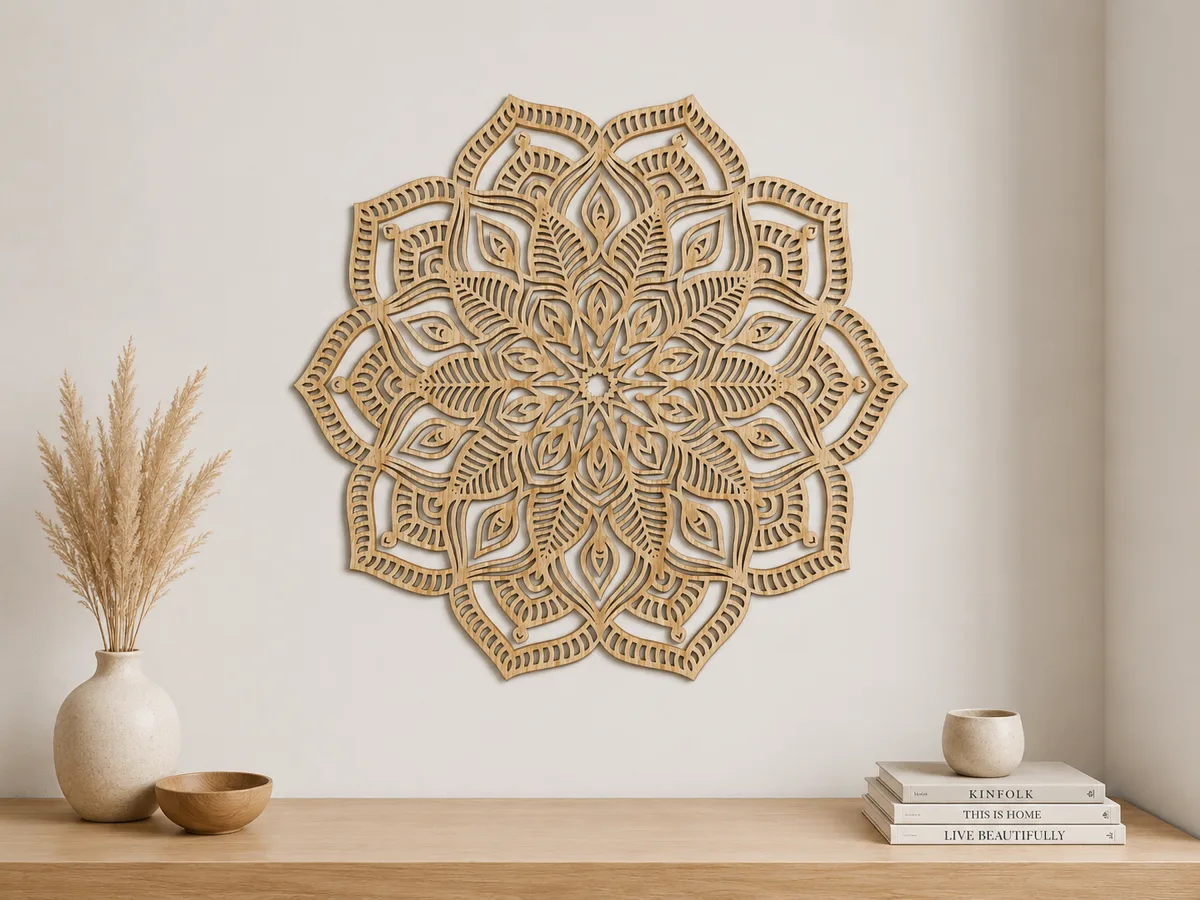 Carved plywood mandala
