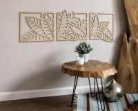 Wooden Leaves Triptych Wall Panel