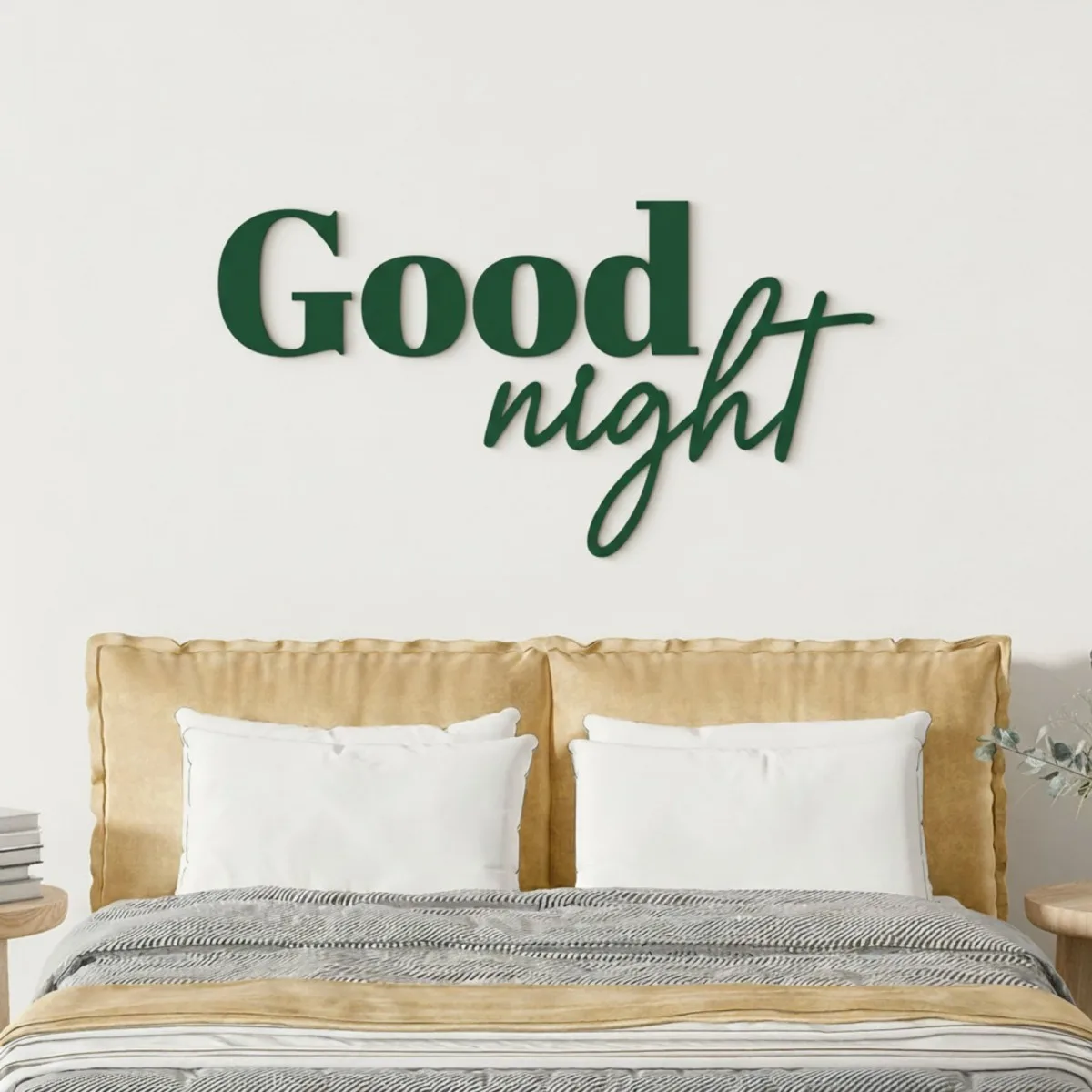 Good Night wanddecoratie van berken multiplex