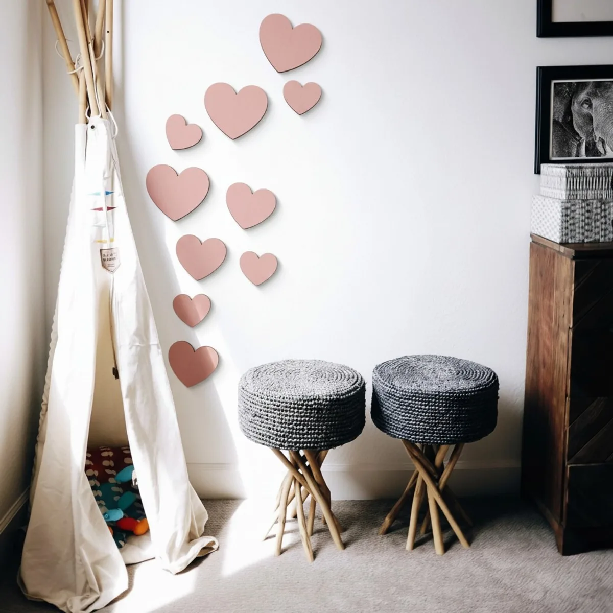 Birch Plywood Wood Wall Decoration - Hearts (10 pieces)