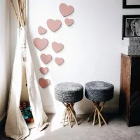 Birch Plywood Wood Wall Decoration - Hearts (10 pieces)