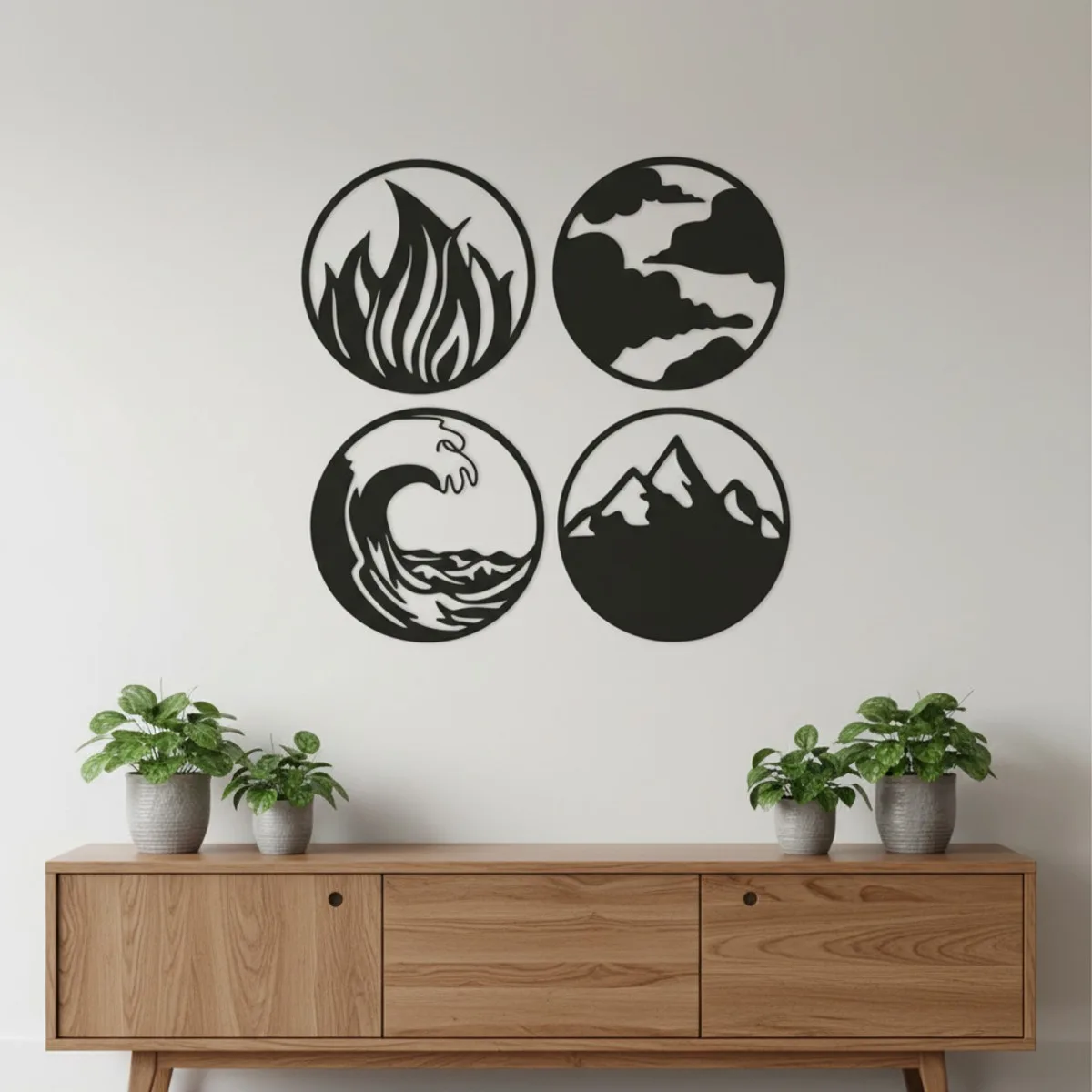 Four Elements Wall Art Set — Fire, Air, Water, Earth